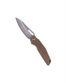 WOOD FOLDING KNIFE - STEEL BLADE - BROWN