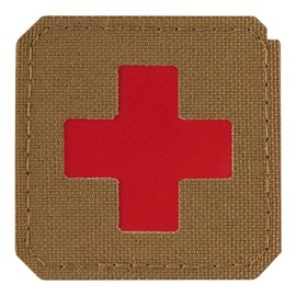 PATCH MEDIC CROSS LASER CUT - COYOTE/RED - M-TAC