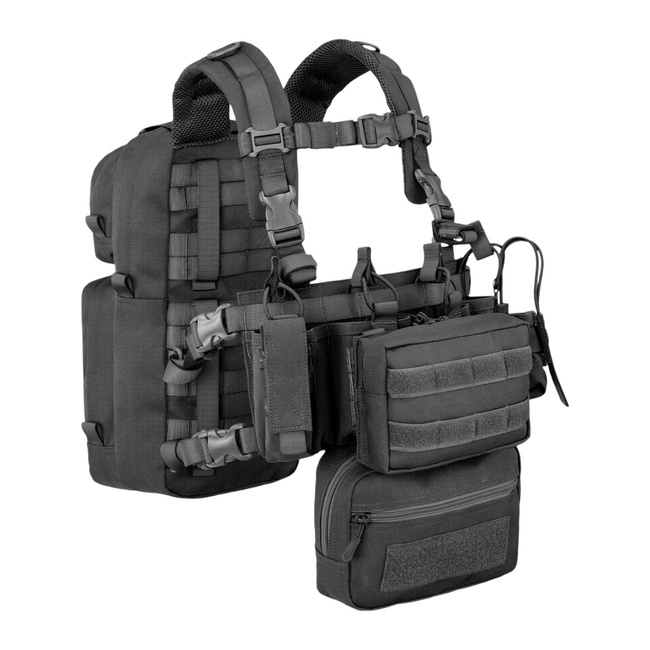 TACTICAL VEST - COMBO MINI CHEST RIG 900D POLY MOLLE - BLACK - DEFCON 5
