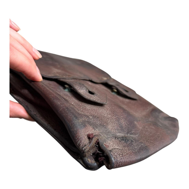 Leather bag for 4 AK-47 magazines - Romanian Army Surplus - Used