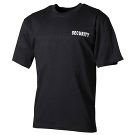 COTTON T-SHIRT WITH "SECURITY" PRINT - MFH® - BLACK