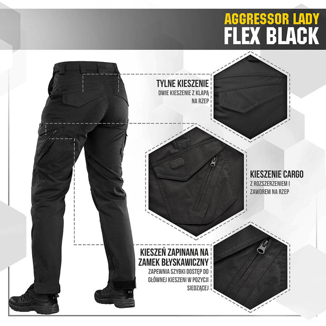 AGGRESSOR LADY FLEX TACTICAL TROUSERS, BLACK - M-TAC