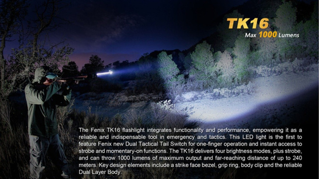 Flashlight Fenix TK16, water resistant