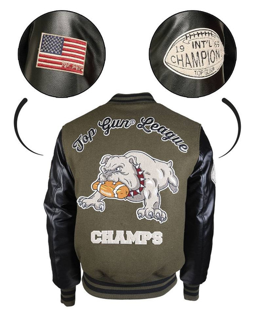 BASEBALL JACKET "TOP GUN" - LEAGUE - OD / BLACK