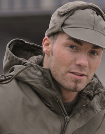 WINTER CAP - MILITARY SURPLUS FROM THE GERMAN ARMY, OD GREEN - USED