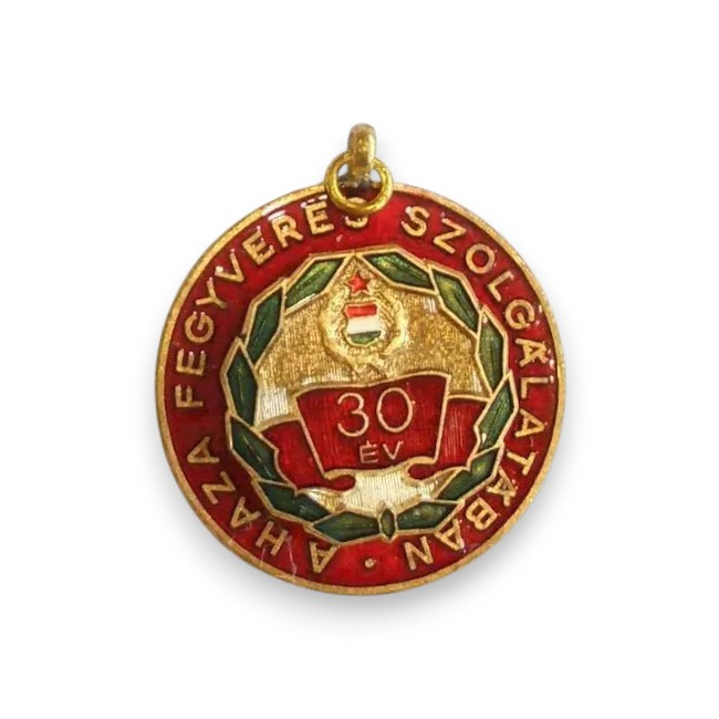 Badge 92 - Hungary Meritorious Medal for 30 Years of Service in the Army 1965 - Hungary Army Military Surplus - Like New