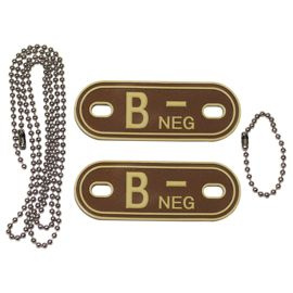 Blood Group Marker, chains, dog tags, desert, "B NEG", 3D