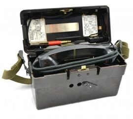 FIELD TELEPHON - WITH CARRYING STRAP - BLACK - GERMAN ARMY MILITARY SURPLUS - USED