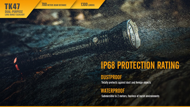 Flashlight Fenix TK47, water resistant