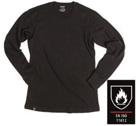 LONG SLEEVE UNDERSHIRT - FLAME RESISTANT - ISO11612 CERTIFIED - Mil-Tec® - BLACK