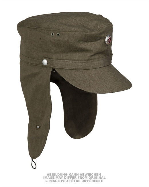 EAST GERMAN OD MOUNTAIN TROOP CAP W. COCKADE USED