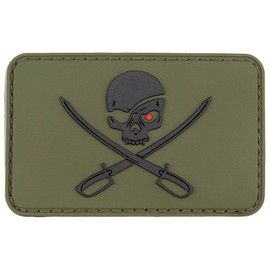 PATCH WITH HOOK AND LOOP ''SKULL WITH SWORDS'' 3D - OD GREEN - MFH