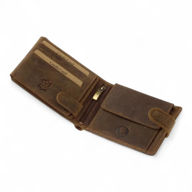 Leather Wallet for Hunters with Print - Red Deer - Brown - GreenDeed