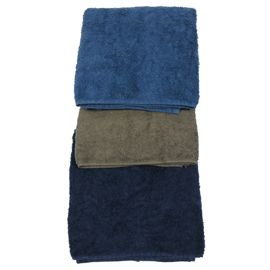 NL towel, terry cloth, used, od green and blue