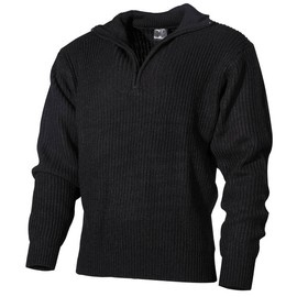 MFH®  PULLOVER TROYER WITH ZIP - BLACK