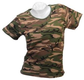 WOODLAND CAMO LADIES STRETCH T-SHIRT