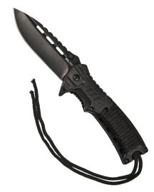 Black one-hand knife paracord w.fire starter