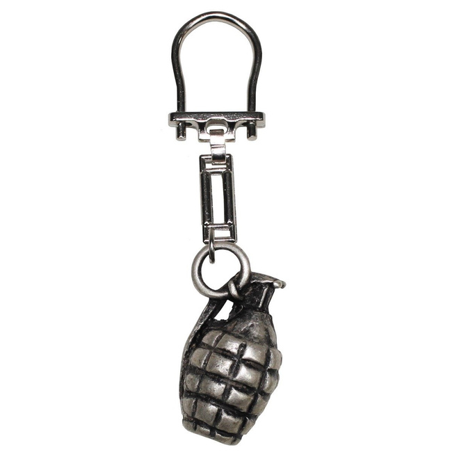 Key chain, ring, trinket, hand grenade, silver