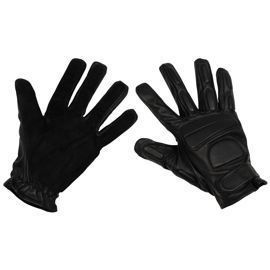 Leather Gloves, black,padding, buckskin reinforcement