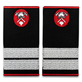 Grade Plutonier Pompieri ISU, IGSU țesute pe suport textil din paspoal cusut, cu semn de armă metalic