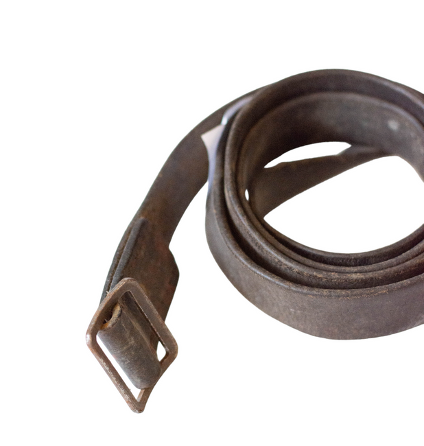 LEATHER BELT FOR AK - MILITARY SURPLUS FROM ROMANIAN ARMY - BLACK - USED