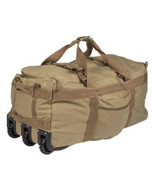 DUFFLE BAG WITH REMOVABLE BACKPACK STRAPS AND WHEELS - 118 L - Mil-Tec - COYOTE