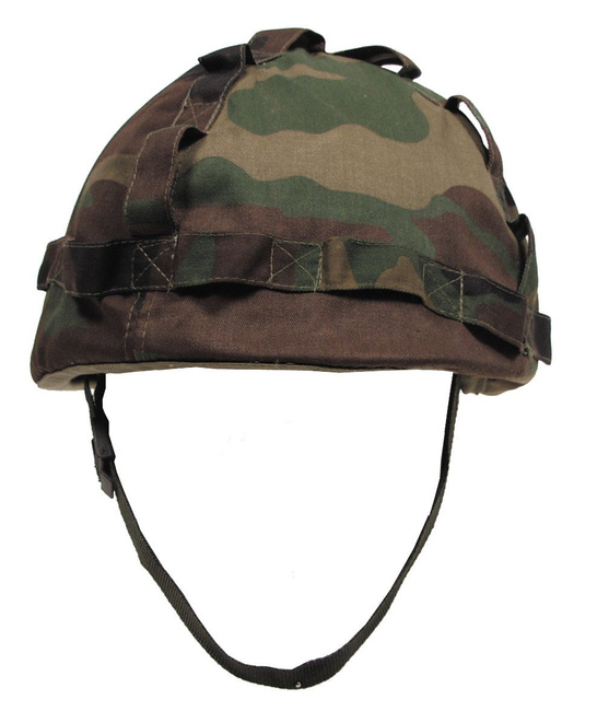 US Plastic Helmet, woodland, with cloth cover