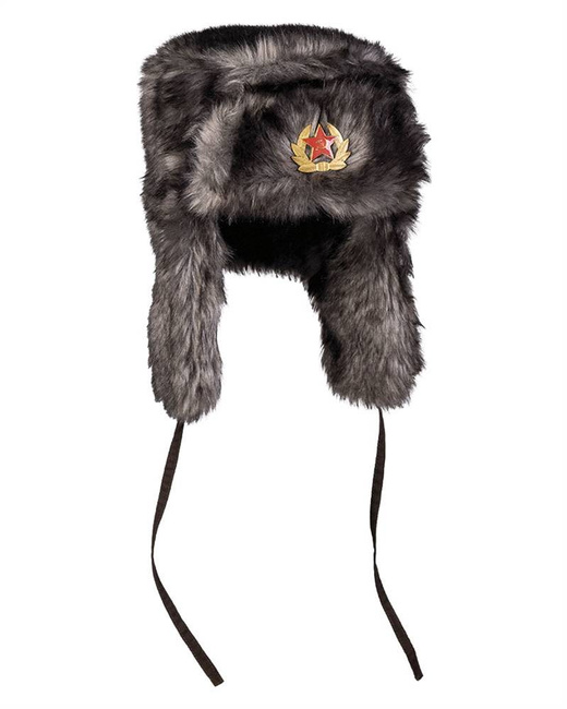 RUSSIAN SHAPKA WINTER CAP - BLACK