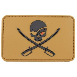 PATCH WITH HOOK AND LOOP ''SKULL WITH SWORDS'' 3D - COYOTE TAN - MFH