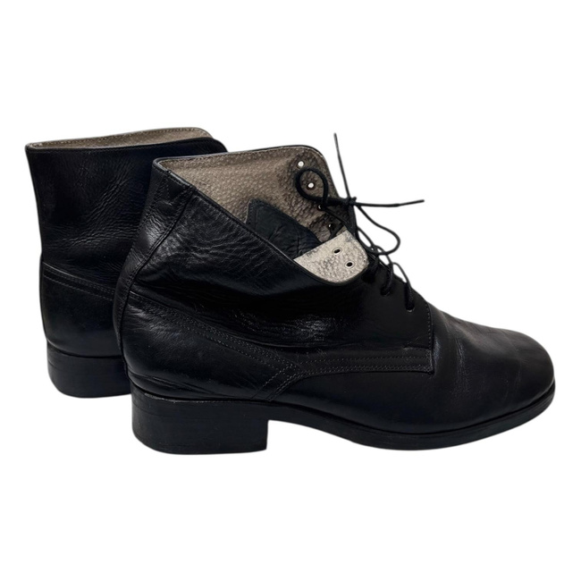 Leather Lace-Up Boots - Romanian Army Military Surplus - Black - In Good Condition