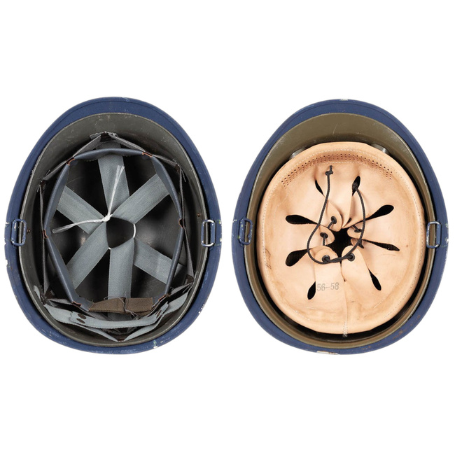 HELMET WITH PVC INNER LINING - M51 - BELGIAN ARMY MILITARY SURPLUS - BLUE - USED