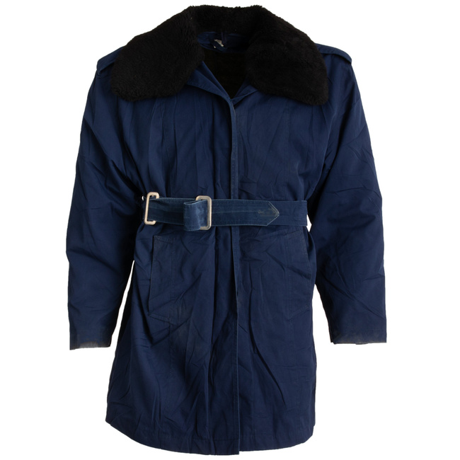 BLUE AVIATION PARKA JACKET WITH PADDED COLLAR AND REMOVABLE LINING - MILITARY SURPLUS ROMANIAN ARMY - LIKE NEW