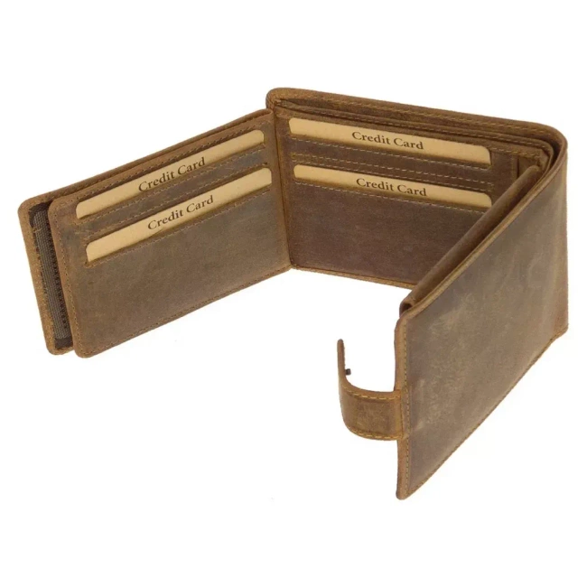 Leather Wallet for Hunters with Print - Bear - Brown - GreenDeed