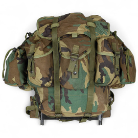 External Frame Backpack -Turkish Army Military Surplus - M81 Woodland Camouflage - Used