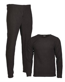 FLEECE UNDERWEAR SET WITH ROUND NECK - Mil-Tec - BLACK