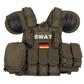 COMBAT VEST - "SWAT" - WITH QUICK RELEASE - MFH®  - OD GREEN