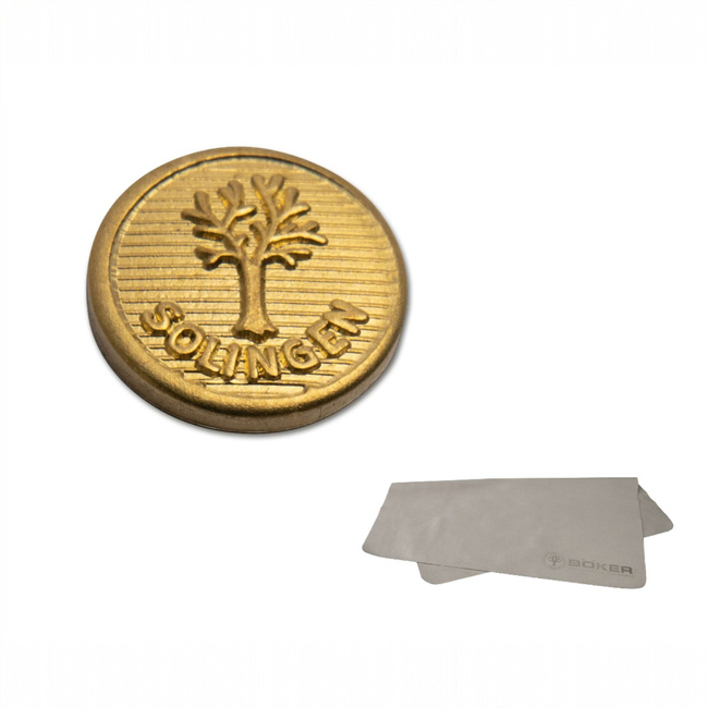 Golden Emblem Set - 9 mm - Böker - 145 Years - With Microfiber Cloth