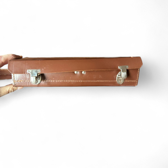 Leather Document Bag - Romanian Army Military Surplus - Brown - Good Condition