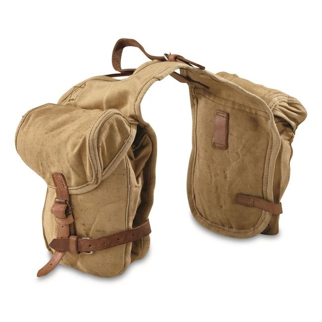 BIKE BAG - CANVAS AND LEATHER - ROMANIAN MILITARY SURPLUS - NEW