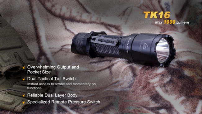 Flashlight Fenix TK16, water resistant