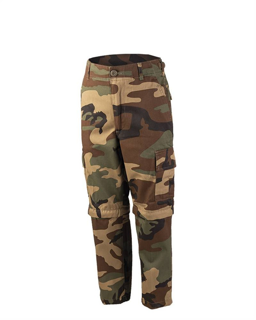BDU PANTS FOR KIDS - US ARMY STYLE - 2 IN 1 LONG AND SHORT PANTS WITH ZIPPER - Mil-Tec - WOODLAND