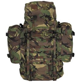 LARGE BACKPACK WITH SIDE POUCHES - 120 L - DUTCH ARMY MILITARY SURPLUS - DUTCH CAMO NL - USED