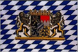 FLAG 30 x 46 cm with wooden stick BAVARIA HERALDRY & LIONS