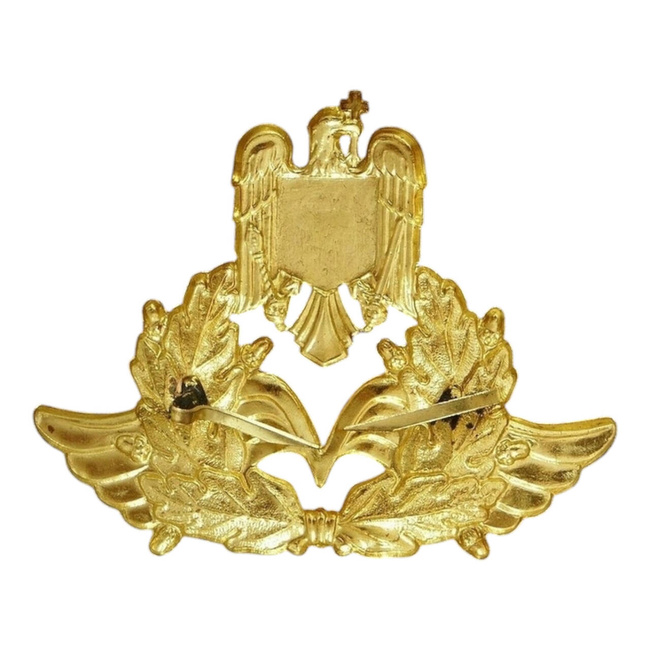 CAP BADGE - SENIOR AVIATION OFFICER, R.S.R. PILOT - ROMANIAN ARMY MILITARY SURPLUS - IN GOOD CONDITION 