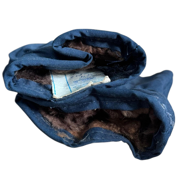 Insulated Protective Gloves Made from Military Tarpaulin Material, 3-Finger Design - Romanian Army Military Surplus - Dark Blue - In Good Condition