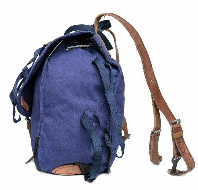 VINTAGE MILITARY RUCKSAK - COLD WAR ROMANIAN ARMY RARE SURPLUS - BLUE - LIKE NEW 