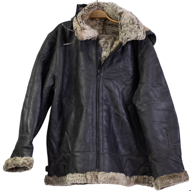 LEATHER FUR JACKET - ROMANIAN ARMY MILITARY SURPLUS - USED