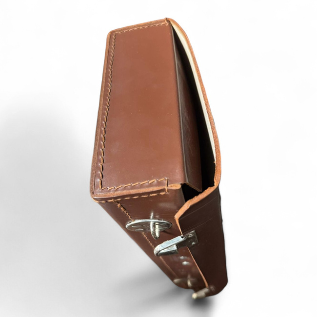 Leather Document Bag - Romanian Army Military Surplus - Brown - Good Condition