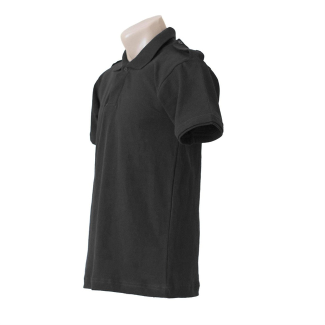 Black polo shirt with short sleeves and epaulettes for PRISONS, GENDARMERIE