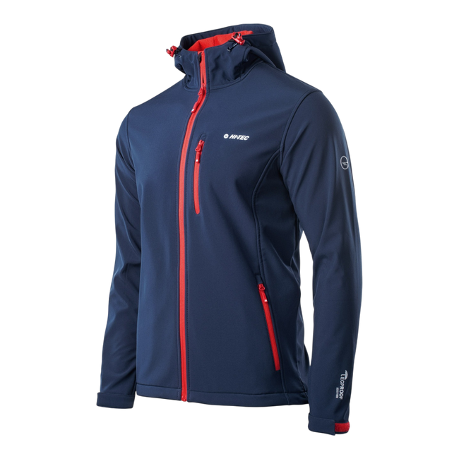 CAEN SOFTSHELL JACKET FOR MEN - NAVY BLUE/ORANGE/RED - MAGNUM